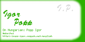 igor popp business card